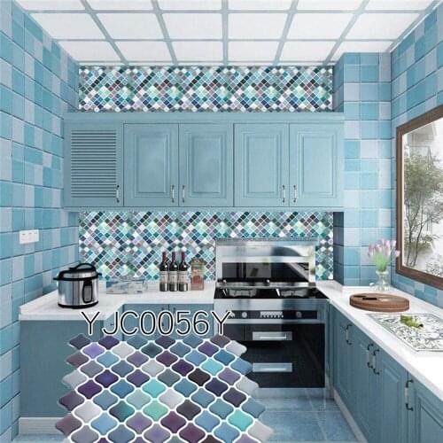 21.3*25cm Colorful Wall Sticker Mosaic Tile Wall Sticker Decal Kitchen Waterproof Oil-proof Sticker Home Bathroom Decor