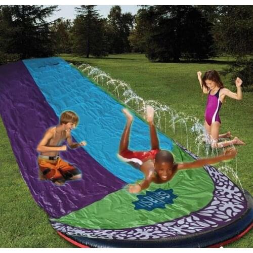 4.8M Outdoor Ground Surfing Double Water Slide Inflatable Play Center Slide For Kids Summer Backyard Swimming Pool Games Mat