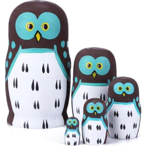 5/10pcs Basswood Russian Nesting Dolls Kids Ethnic Style Cute Bird Flower Face Color Painted Wood Matryoshka Nesting Doll Sets