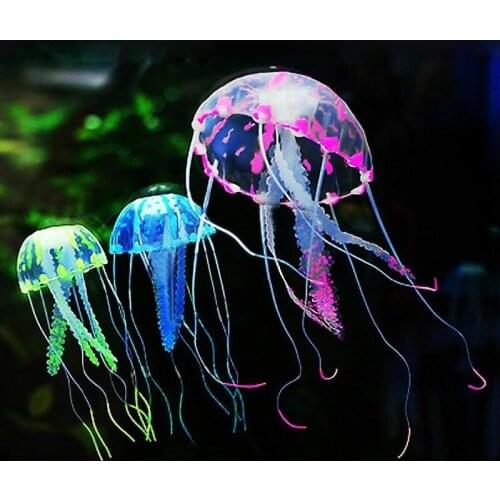 5x15cm Fish Tank Simulation Fluorescent Jellyfish Aquarium Jellyfish Landscape Accessories Colorful Jellyfish Aquarium Ornaments