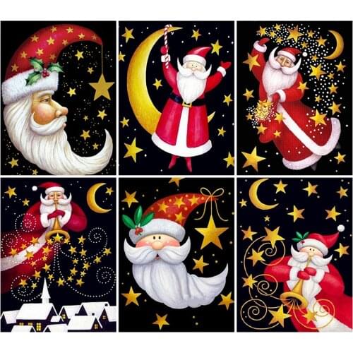 Diy 5d Full Diamond Painting Embroidery Cartoon Square Round Drill Moon Stars Santa Claus Mosaic Furniture Decoration Hobby Gift