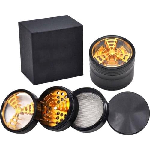 Creative Design Crown Aircraft Aluminum Herb Grinder 63 MM 4 Layers with Blade Teeth Tobacco Grinder Open Window Spice Crusher