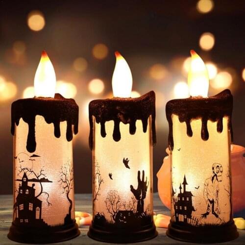 Halloween Flameless LED Candle Light Battery Operated Tealight Ghost Hand Castle Witch Bat Candle Decor Festival Bar Home Party