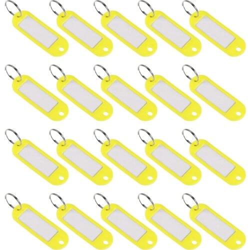 Uxcell Plastic Key Tags with Split Ring Keychain ID Luggage Label Window for Personal Items, Bunches of Keys 20Pcs