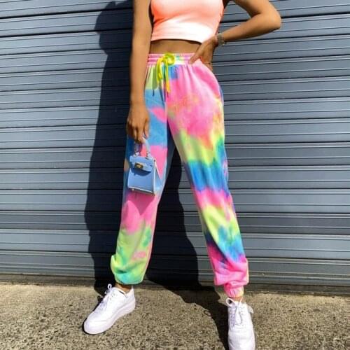 Tie Dye Print Sweatpants High Waist Joggers Trousers Women Elastic Summer Loose Harem Pants Female Running Clothes Streetwear