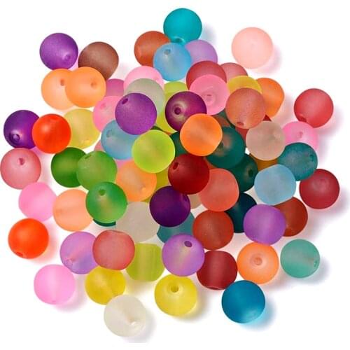 Random Mixed Colors Transparent Round Frosted Acrylic Ball Beads Loose Beads 6/8/10/12/14mm for Jewelry Making Bracelet F80