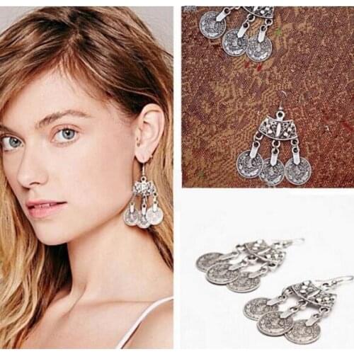 Ex755 European and American Fashion Vintage simple punk alloy coin studs earrings 2021 trend Womens Jewelry