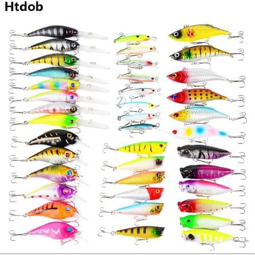 Htdob 40Pcs/set Almighty Mixed Fishing Lure Bait Set Wobbler Crankbaits Swimbait Minnow Hard Baits Spiners Carp Fishing Tackle