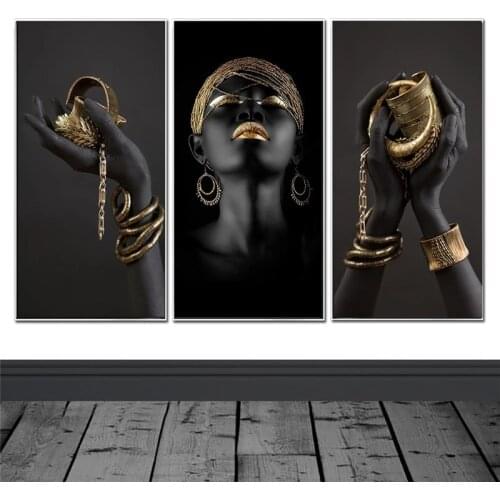 Canvas Painting Wall Art Pictures Prints Black Woman on Canva No Frame Home Decor Wall Poster Decoration for Living Room Cuadros