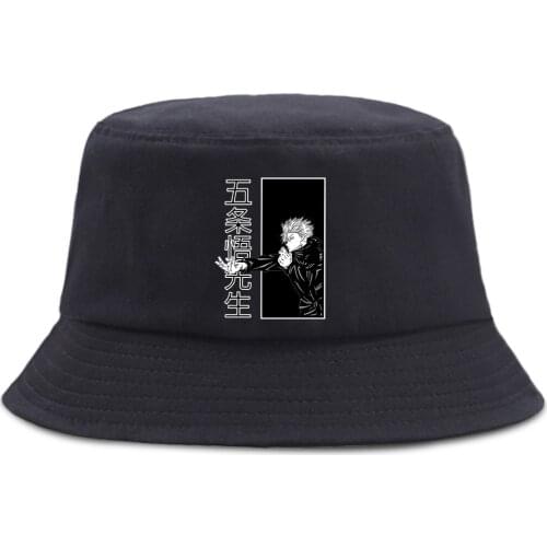 Jujutsu Kaisen Satoru Gojo Hot Anime Mens Fisherman Cap Casual Beach Sun WomenS Panama Hats Hip Hop Foldable Women 2020 Bob Hat
