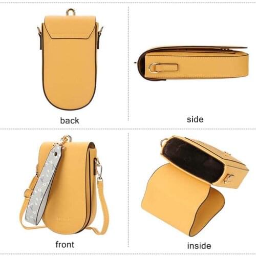 Fashion Solid Color Mini Shoulder Crossbody Bag For Women Large Capacity PU Phone Bag With Wrist Band Female Wallet Purse
