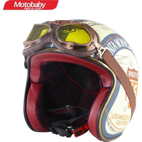 Motobaby New Motorcycle Open Face 3/4 Helmets Personalized Unisex Vespa Vintage Retro Scooter Chopper Bike Half Helmet