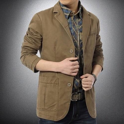 Mens Casual Blazers Single Breasted Solid Color Cotton Jacket Smart Casual Coat B1