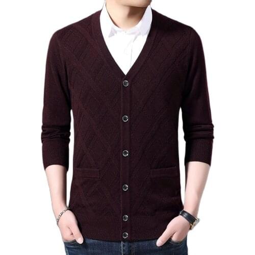 2021 New Fashion Brand 6% Wool Sweater Men Cardigan V Neck Slim Fit Jumpers Knitwear Jacquard Winter Casual Men Clothes