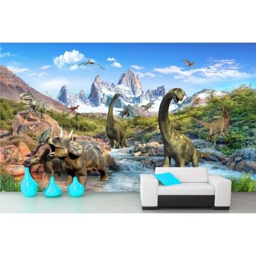 Custom photo 3d wallpaper Non-woven mural Ancient Jurassic dinosaurs in world painting 3d wall murals wallpaper for living room