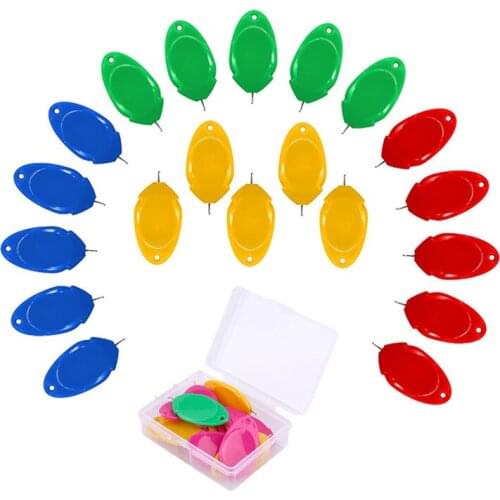 20 Pcs Colorful Oval Shaped Needle Threaders Plastic Wire Loop DIY Needle Threader Hand Machine Sewing Tool for Sewing Crafting