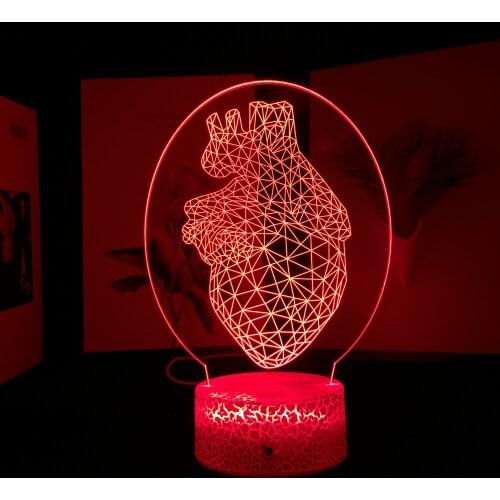 Heart Triangle Design Nightlight for Kids Gift Bedroom Baby Decor Light LED Table 3D Night Light 3D Illusion Lamp Dropshipping