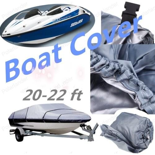 NEW Speedboat Cover 210D 20-22 ft Grey Rectangle Waterproof UV protected Sunproof Fish Waterproof UV Protected