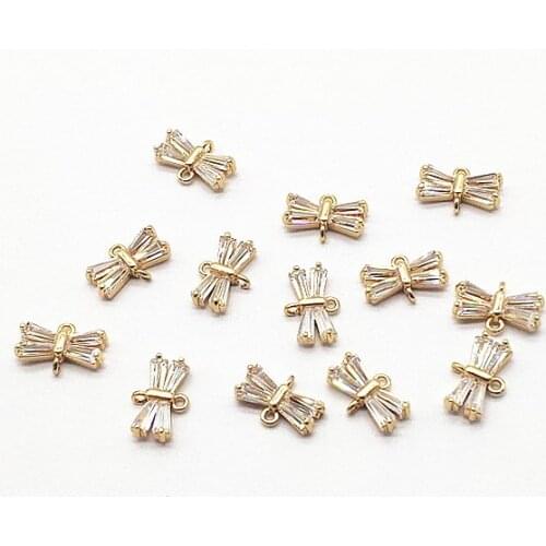 New arrival! 8x13mm 50pcs Cubic Zirconia Bow shape Connector for Hand Made Earrings DIY parts,Jewelry Findings & Components