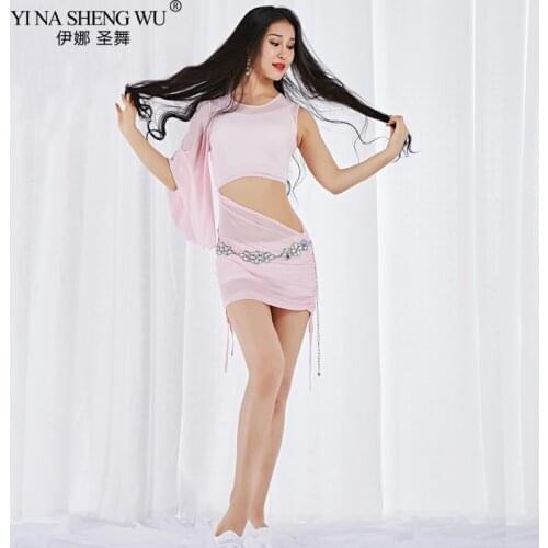 New Lady Sexy Belly Dance Costume Practice Mesh Skirt Perspective Belly Dance Set Wear Oriental Belly Dance Top&skirt Dress Suit