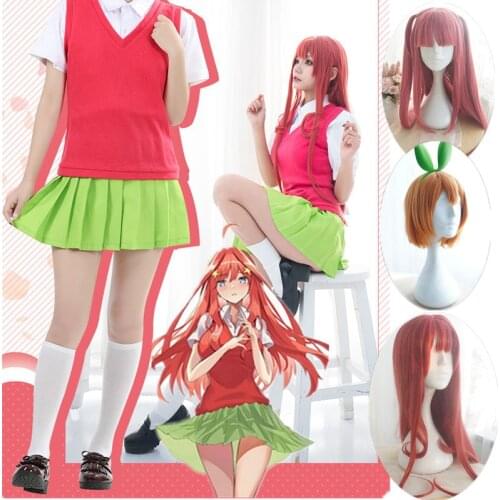 The Quintessential Quintuplets Miku Nakano Cosplay Costume Go Toubun no Hanayome School Uniform Synthetic Wigs Hair Girls Women