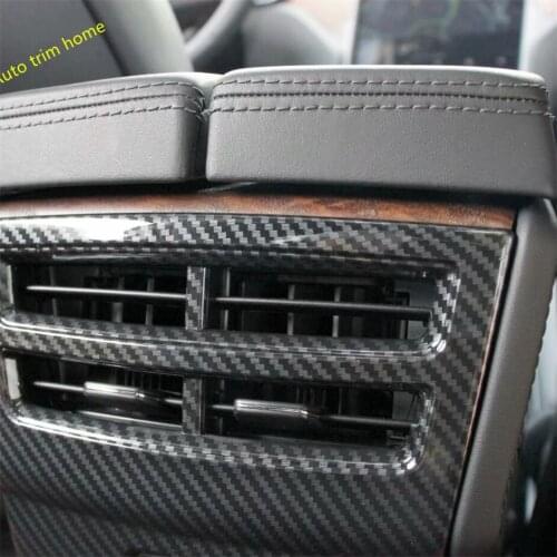 Lapetus Armrest Rear Air Conditonnal Vent Cover Trim AC Outlet Decoration Kit Fit For Tesla Model X 2017 - 2020 ABS Carbon Fiber