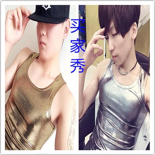 S-xxl ! 2020 New Fashion Slim Punk Mens Clothing Dj Gold Silver Sequin Vest Tight Stretch Singer Costumes