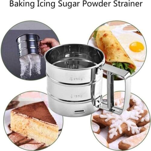 Stainless Steel Mesh Flour Sifter Mesh Flour Bolt Sifter Manual Sugar Icing Shaker Mechanical Baking Shaker Sieve Kitchen Tools