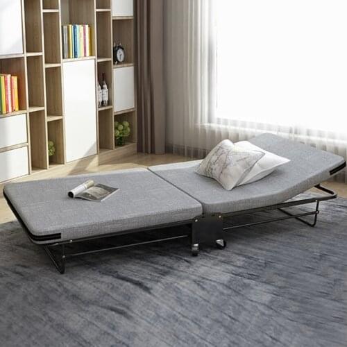 ABE2107 65CM Folding Wooden Sponge Recliner Home Bed Lounge Chair With 6 Gears Headboard Height Adjustment Simple Lunch Nap Bed