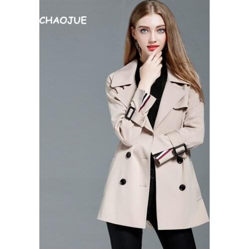 CHAOJUE Brand Fashion Double Breasted Beige Trench Female Medium Length Loose Raglan Sleeve Coat Women Army Green Outwear Sales