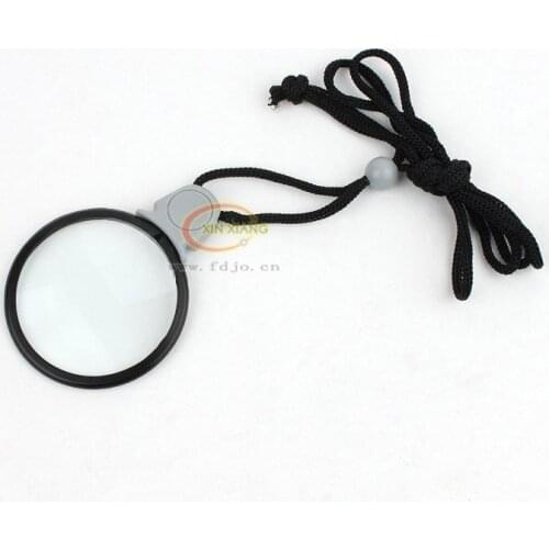 5pcs 3X 48mm Hanging decorative metal chain mirror Toy glass lens magnifier for Children Elegant Necklace Gift Magnifying Glass