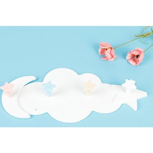 Star Moon Cloud Shape Nail-free Hat Clothes Hooks Shelf Hanging Hanger Key Holder Cloud Wall Door Hook Hanger Towel Hooks