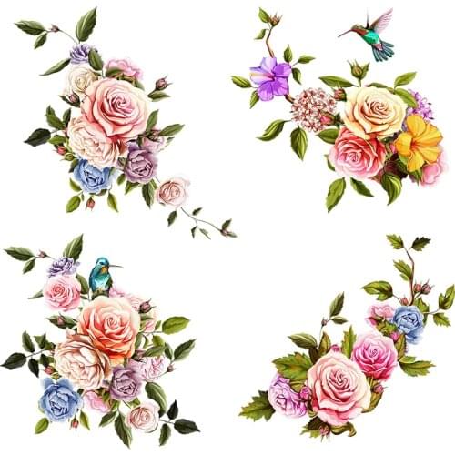 Three Ratels QCF9 Flowers And Birds Sticker Vinyl PVC Decal For House Bedroom Wall Window Door Refrigerator Kitchen