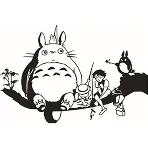 Funny Totoro anime wall decals 3d vinyl mural stickers kids room nursery decoration baby puzzle cartoon poster wallpaper 60*40cm