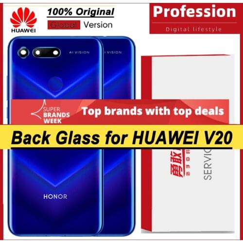 100% Original for Huawei View 20 Back Battery Cover Rear Glass V20 Door Panel Case Battery Cover with Camera Lens