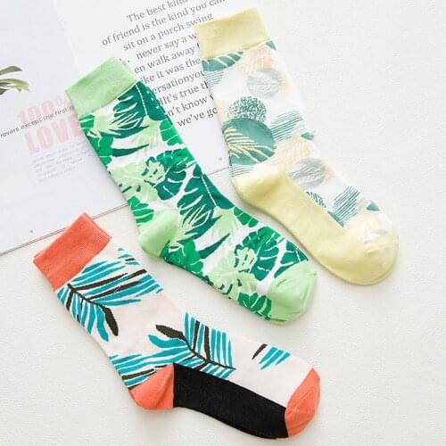 New quality ladies personality trend plant flowers cotton hip hop socks ladies combed cotton Calcetines Largos Hombre dress