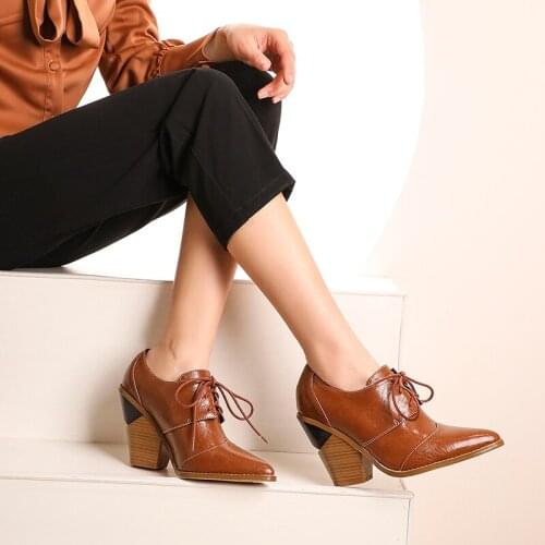 New arrive women pumps shoes 2020 spring autumn lace up wedges high heels shoes woman dress party office shoes plus size 34-42