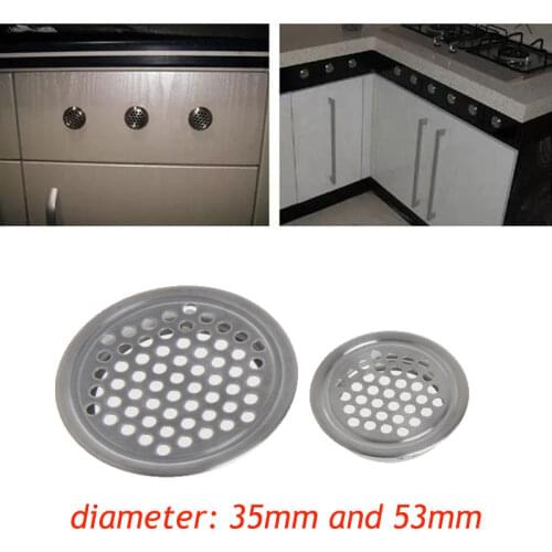 1PC Stainless Steel Wardrobe Cabinet Mesh Hole Air Vent Louver Ventilation Cover Kitchen Cabinet Parts & Accessories Dia 35/53mm