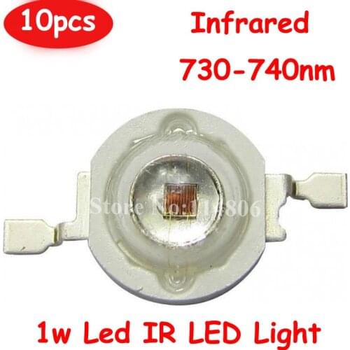 10pcs/lot 120 Degree 1W 45mil Chip Infrared IR 730nm-740nm LED Bead Diodes Light Part For Night Vision CCTV Camera