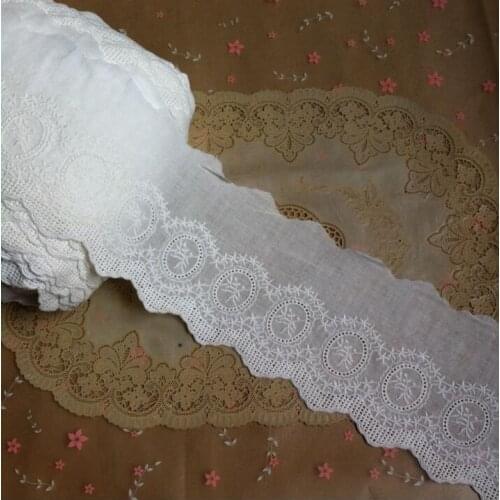 2 Meters 12cm Width White Cotton Cloth Lace Trim DIY Hand Sewing Embroidery Lace Accessories Lace Fabric
