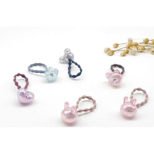 2 pcs/set Cute Bunny Star Princess Headwear Elastic Hair Bands Baby Girls Sparking Mini Headdress Tie Gum Ropes Hair Accessories