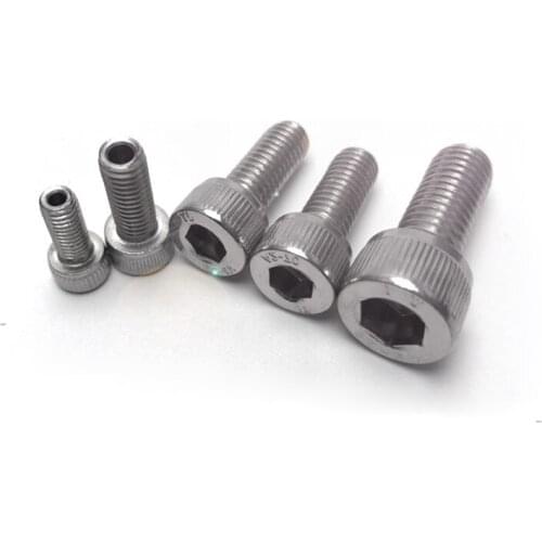2pcs M12 M14 M16 hexagon socket hollow screw Allen knurled head through thread bolt straight line screws bolts stainless steel