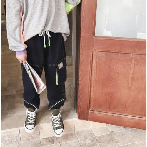 2021 new wholesale girls boys long pants spring cotton fashion kids pants 4-9t A622