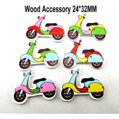 25pcs Motorcycle Buttons Brand Patterns Cartoons Wood Sewing BIKE Button Decoration Scrapbook charms WCF-491