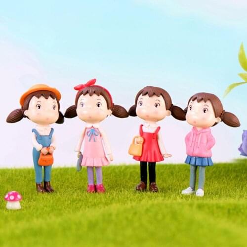 4Pcs Lovely Little Girl Model Figurine Mini Bonsai Fairy Garden Ornament Dollhouse Decoration DIY Micro Landscape Decor