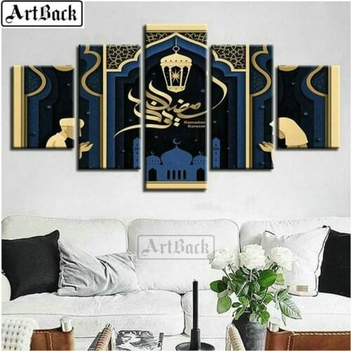 5 fights painting islam icons 5d diy diamond painting stickers full square 3d diamond embroidery muslim gods holy month gift