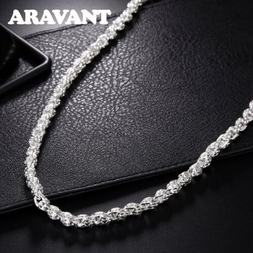 925 Silver 5MM Link Chain Necklace For Men Women Hip Hop Fashion Jewelry