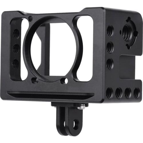 Aluminum Alloy Camera Vlog Cage Protective Camera Cage with 1/4 3/8 Inch Screw Holes for Sony RX0 II Digital Camera Microphone