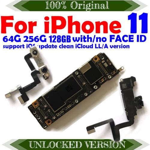 100% Original Unlocked Free iCloud for iPhone 11 Motherboard with full chips Main logic board Good Plate MB LBS