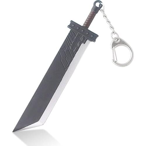 New Game Final Fantasy Keychain Zack Cloud Strife Buster Break Sword Weapon Model Keyring for Man Fans Souvenir Gift Key Chain